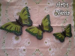 Trio de borboletas verde 2014